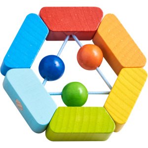 Motorična igrača z zabavnim efektom ropotuljice, za otroke od 6 mesecev dalje. Igrača ponuja številne vizualne in tipne vzpodbude za otroke. Igrača