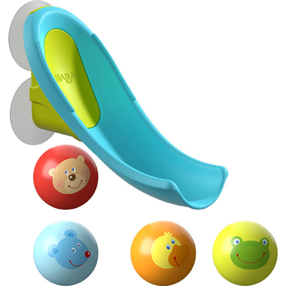 Tobogan in štiri kroglice z motivi živali predstavljajo čudovit dodatek za stezo za kroglice za v banjo. Vodni tobogan se lahko s priseski enostavno pritrdi