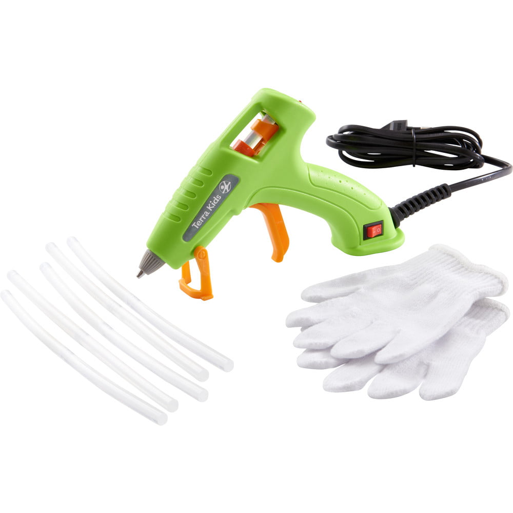 Varna pištola za vroče lepljenje za otroke je optimalno prilagojena otroškim rokam. Opremljena je z gumbom za vklop in izklop ter z indikatorsko lučko.