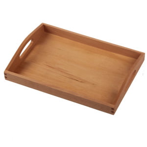 Leseni pladenj za predstavitev različnih materialov. Zunanje mere: 30cm x 20cm x 5cm.