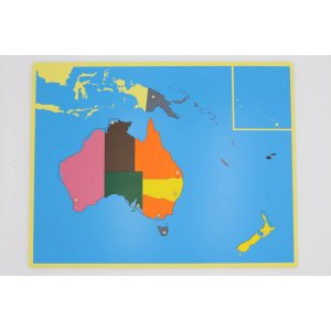 Sestavljanka se uporablja po predhodnem delu z sestavljanko celin. Otroku razložimo, da se posamezne celine tudi razdelijo na države.